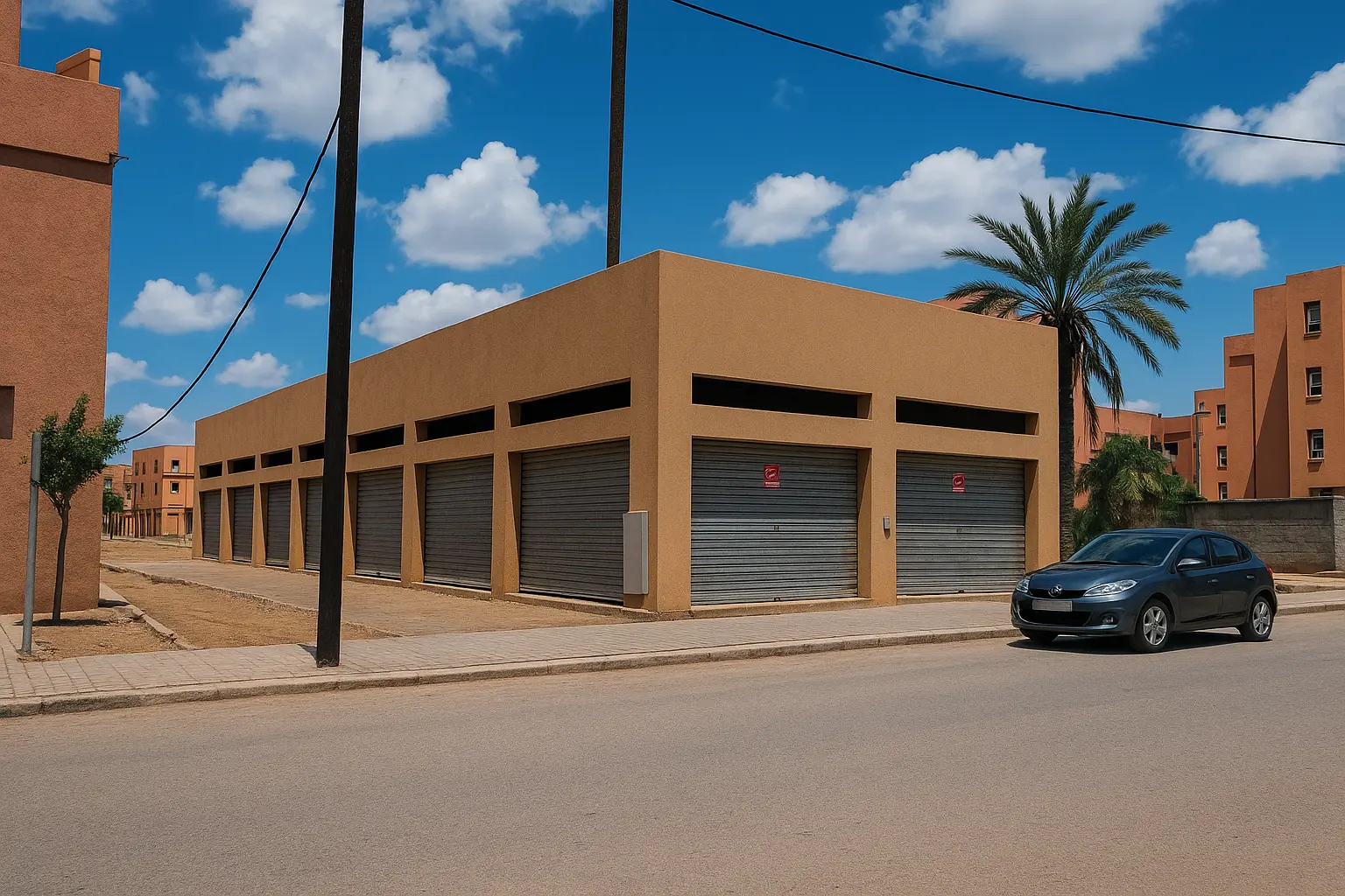 Wide angle day shot of Najd Commercial Hub