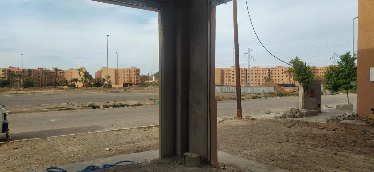 View from inside a unit looking out at the site