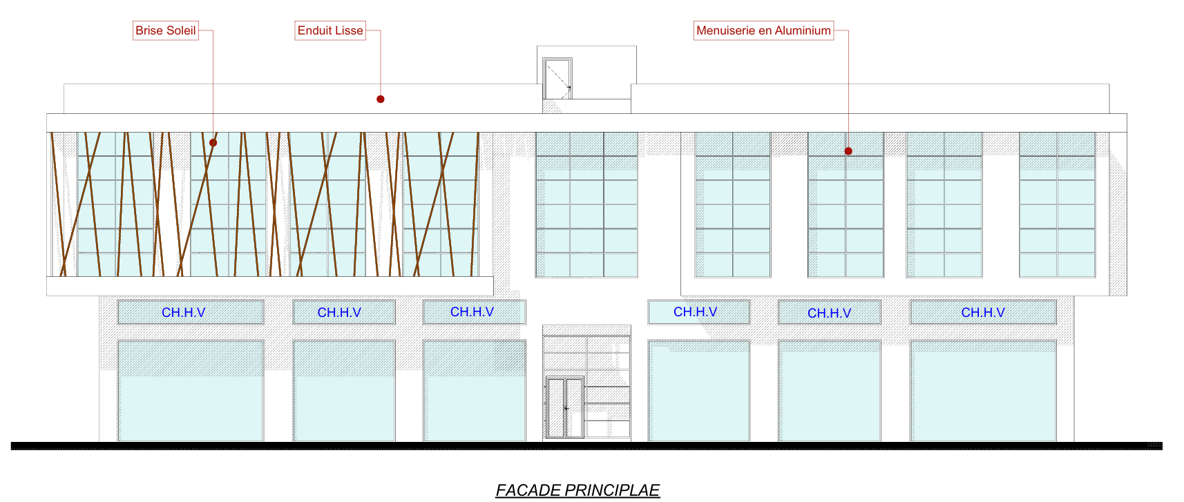 Architectural drawing of the main facade